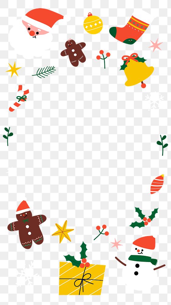 Png cute Christmas design border frame, transparent background