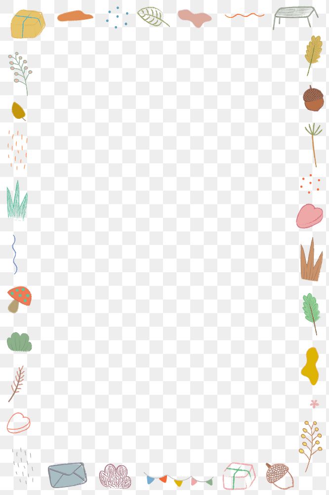 Cute objects png frame, transparent background