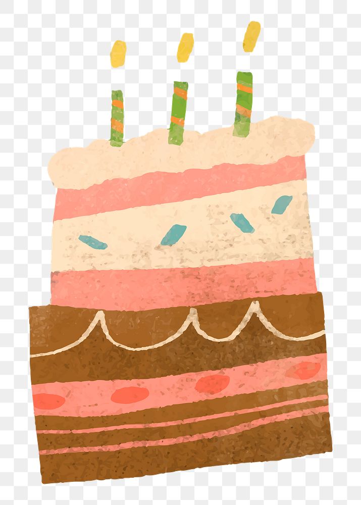 Png cute birthday cake doodle sticker, transparent background