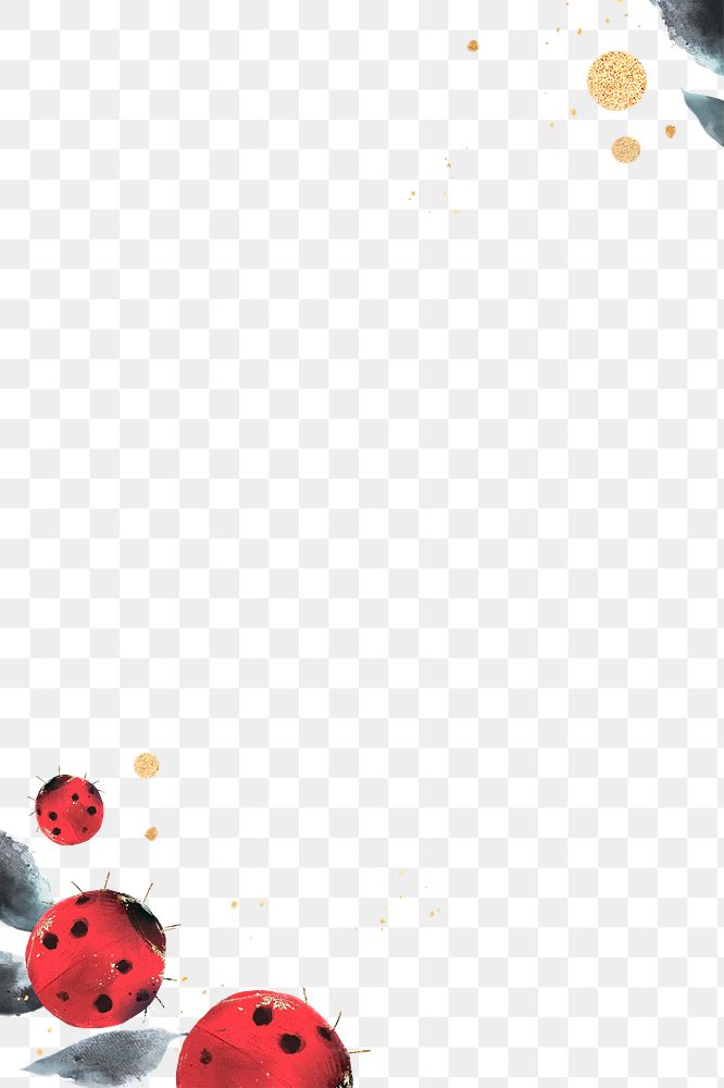 Ladybugs png border, transparent background