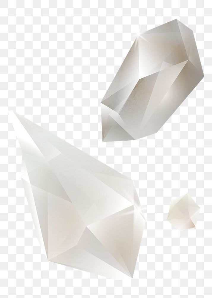 Png white crystals design element, transparent background