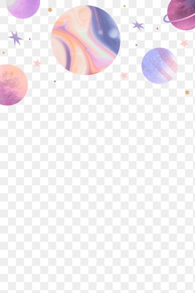 Png cute pastel planets border, transparent background
