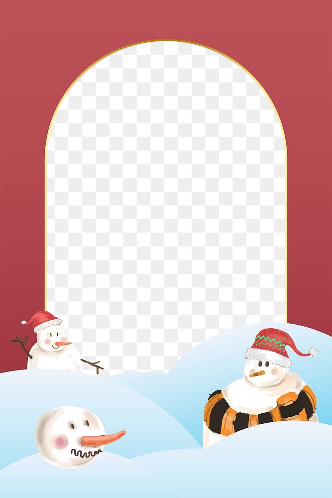 Snowman png frame, transparent background