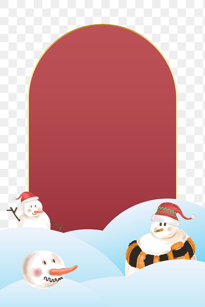 Snowman png badge, transparent background