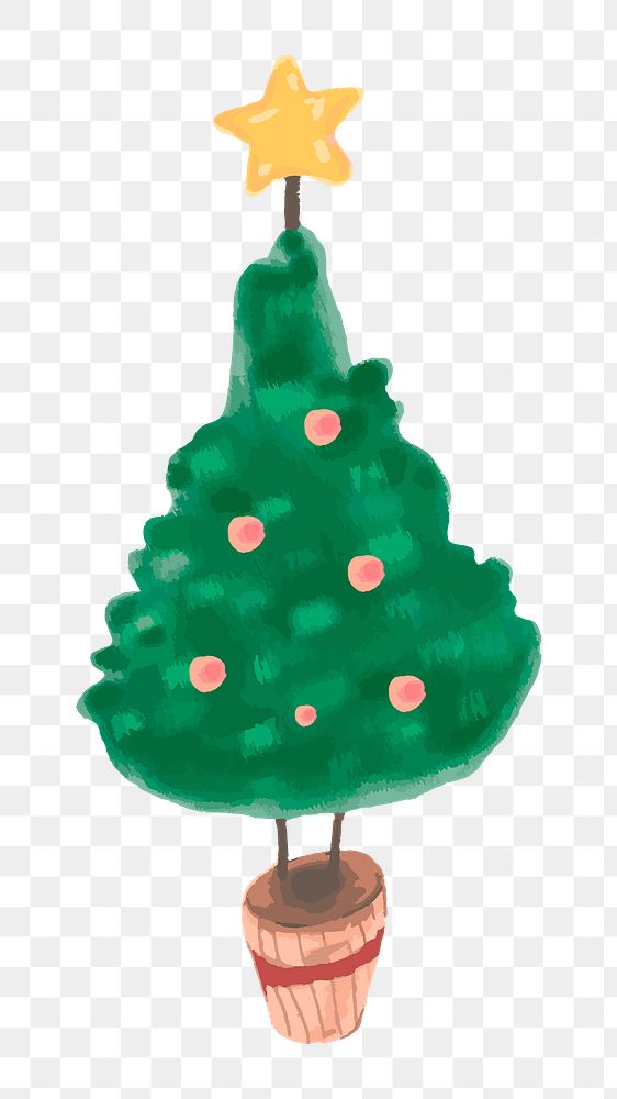 Christmas tree watercolor png illustration, transparent background