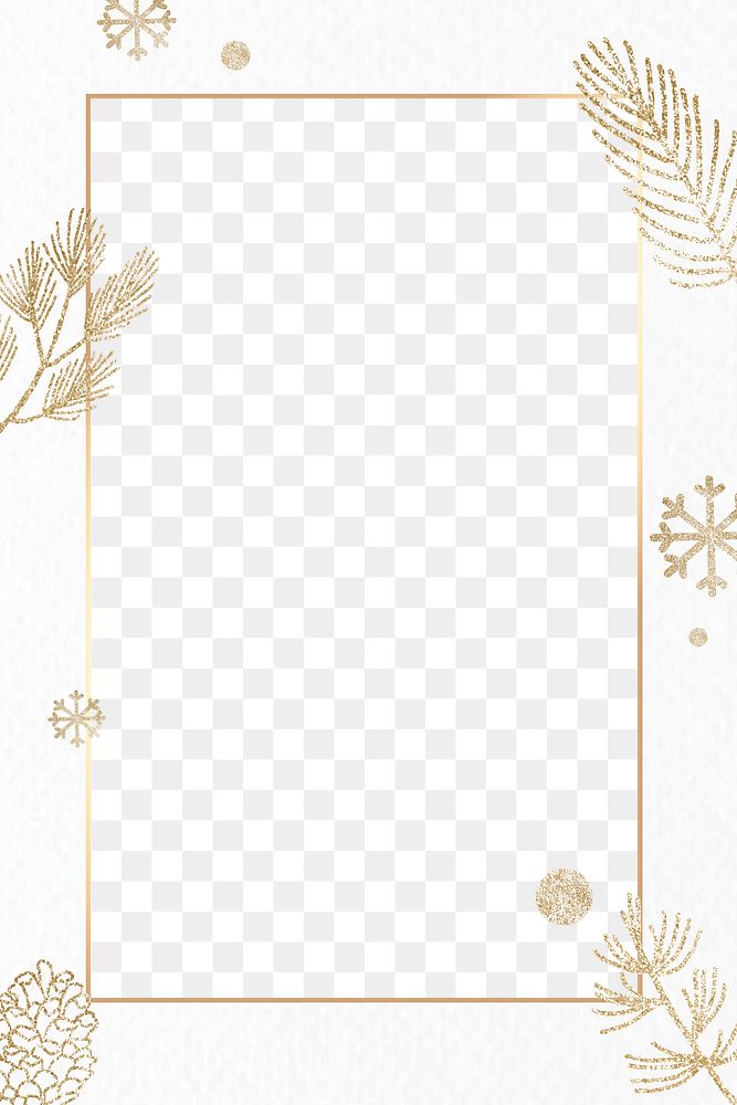 Glittery winter png frame, transparent background