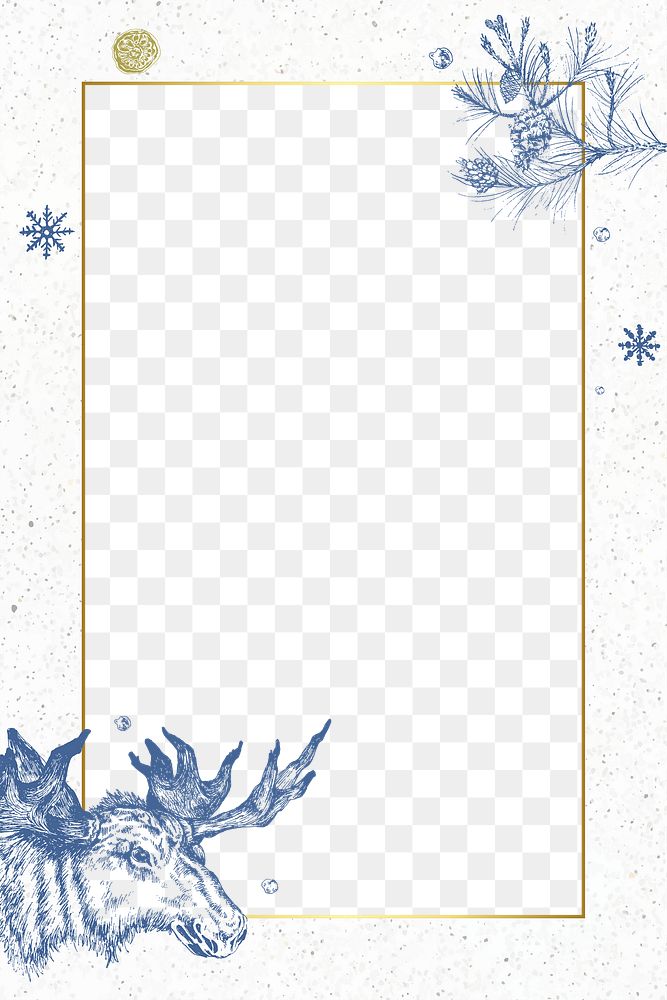 Png winter design border frame, transparent background