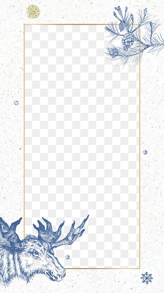 Png winter design border frame, transparent background