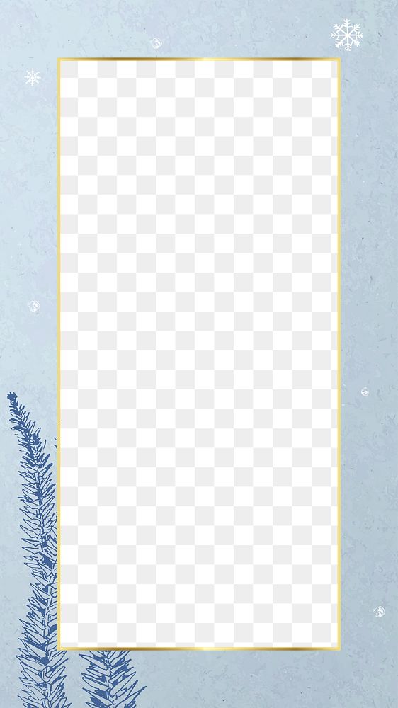 Png blue botanical design border frame, transparent background