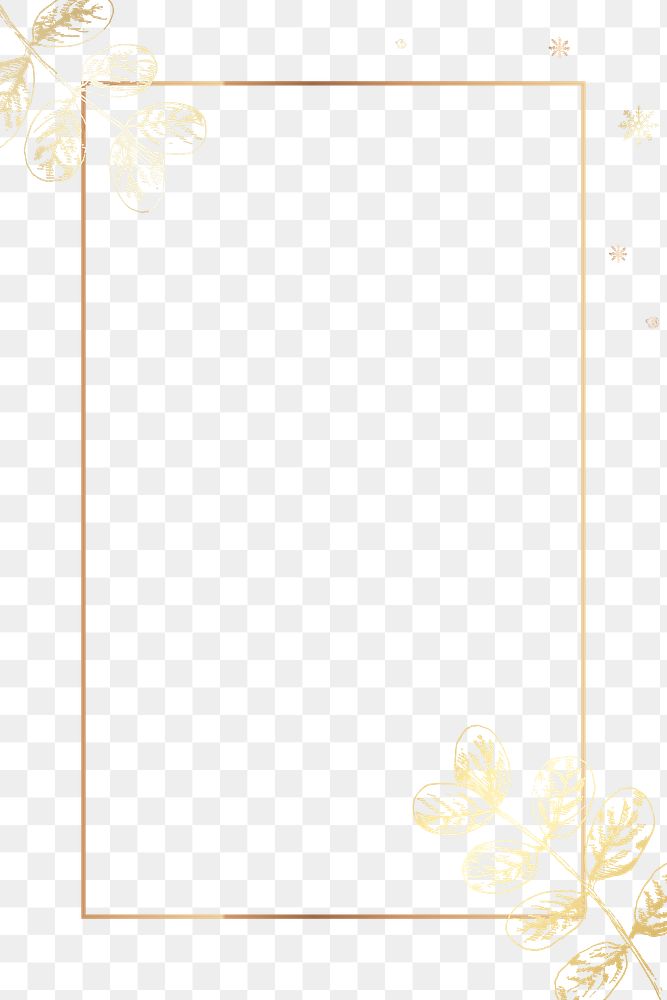 Gold leaf png frame, transparent background