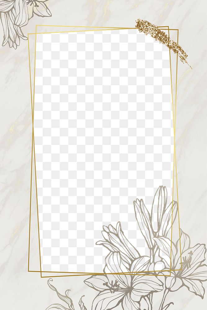 Png aesthetic flower border frame, transparent background