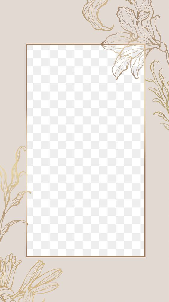 Png aesthetic flower design border frame, transparent background