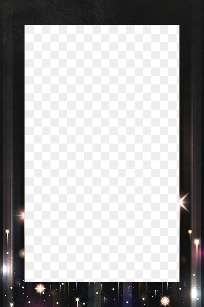 Png shiny fireworks rectangle border frame, transparent background