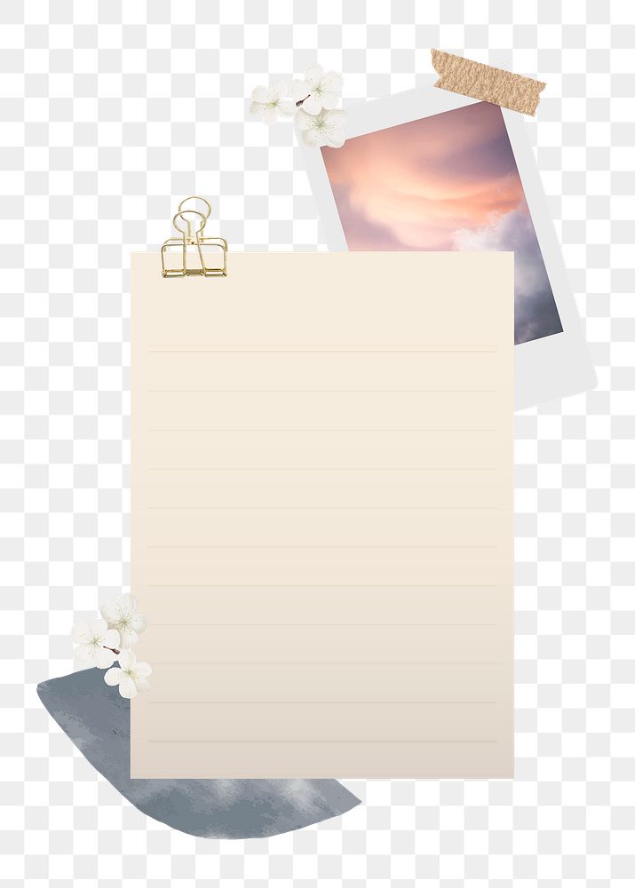 Png aesthetic notepaper, transparent background