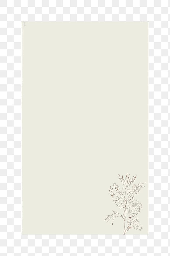 Flower notepaper png frame, transparent background