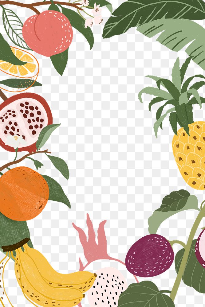 Fruits png border, transparent background