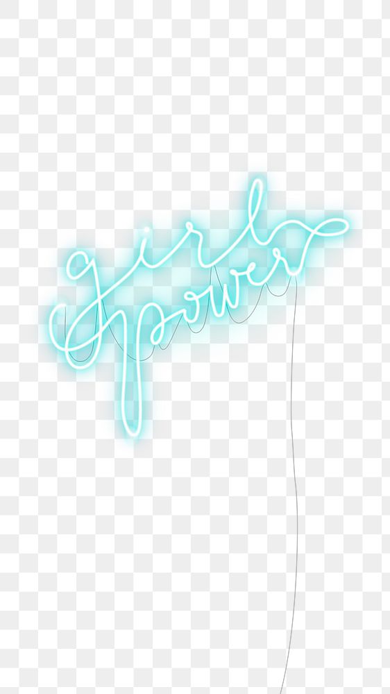 Png girl power neon sign element, transparent background
