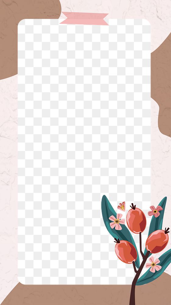 Png cute botanical border frame, transparent background