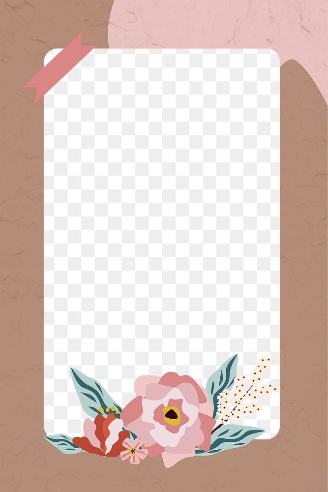 Png cute floral border frame, transparent background