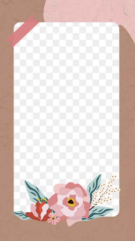 Png cute floral border frame, transparent background