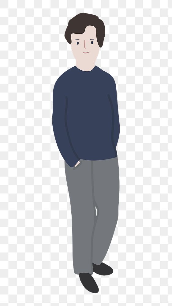 Man png full body illustration, transparent background