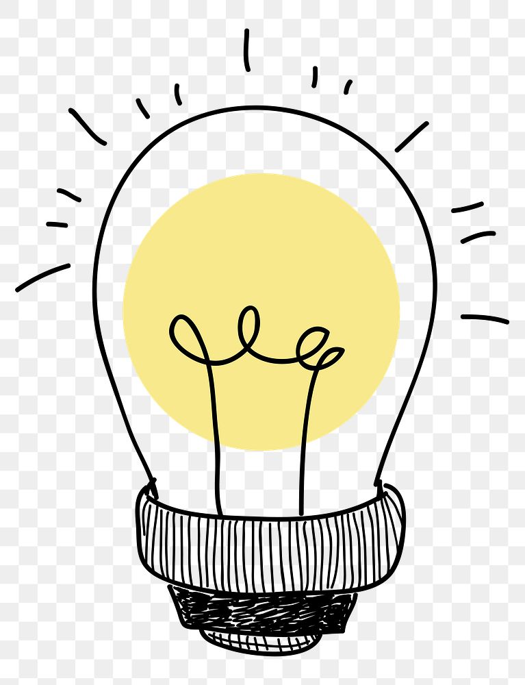 Light bulb png doodle illustration, transparent background