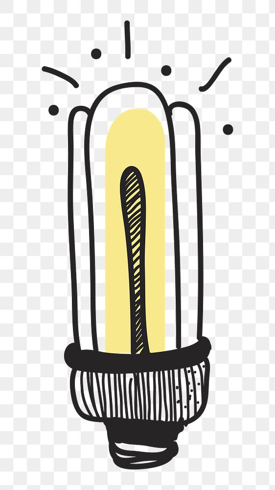 Light bulb png doodle illustration, transparent background