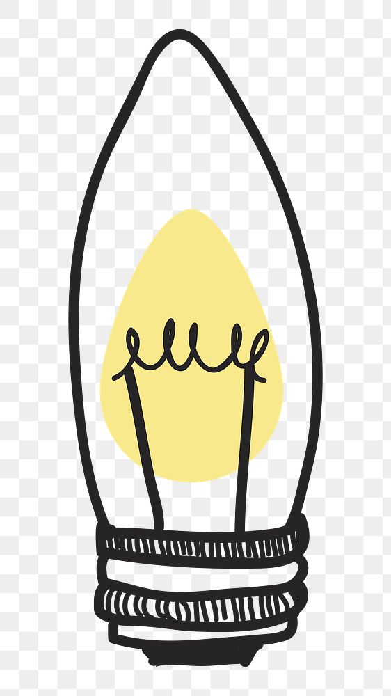 Light bulb png doodle illustration, transparent background