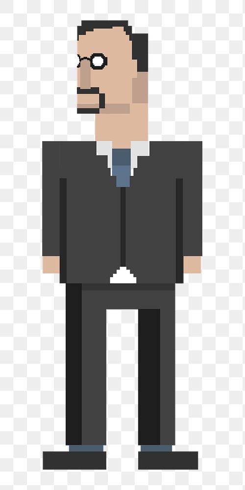  Png pixel businessman occupation illustration, transparent background