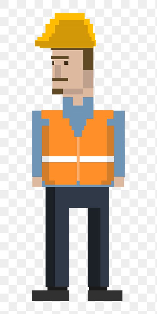  Png pixel construction worker occupation illustration, transparent background