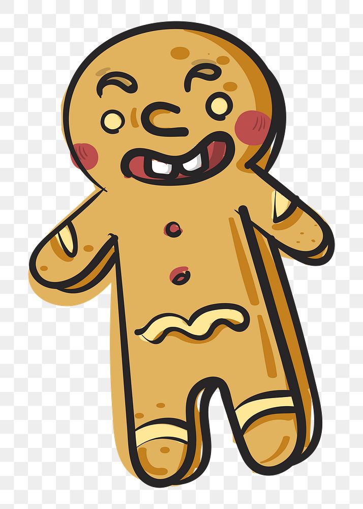  Png gingerbread cookie illustration sticker, transparent background