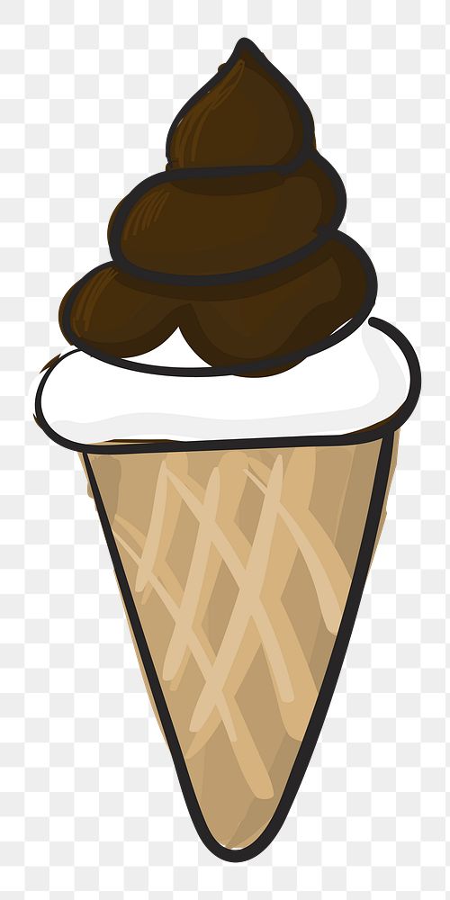  Png chocolate soft serve illustration sticker, transparent background