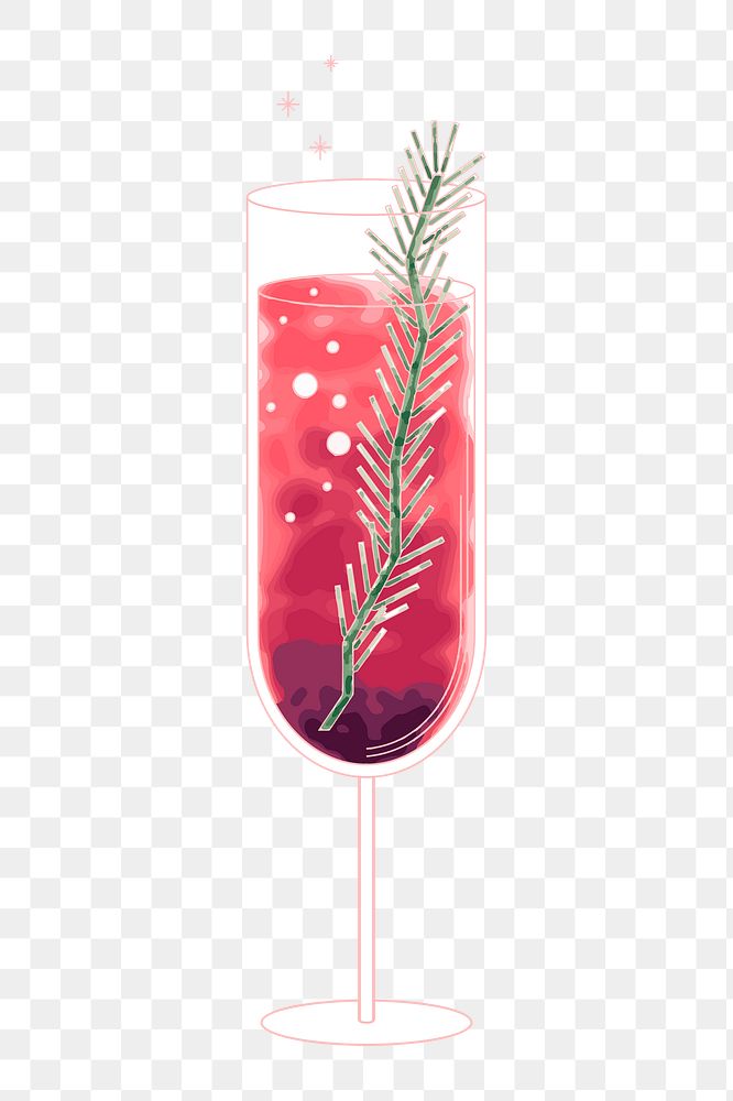 Png Cute cocktail illustration element, transparent background