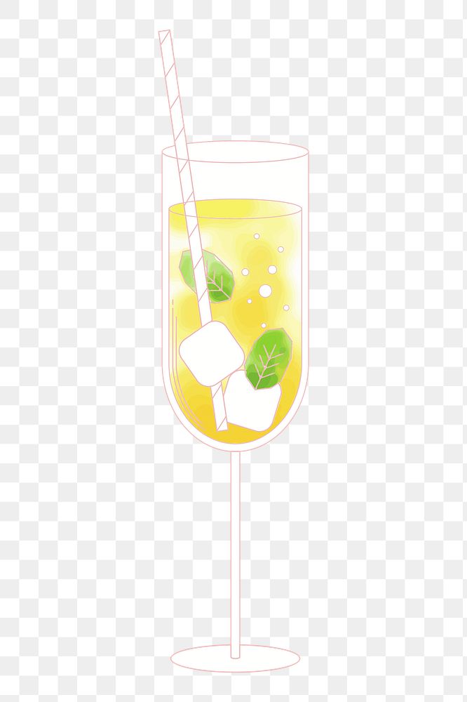 Png Cute cocktail illustration element, transparent background