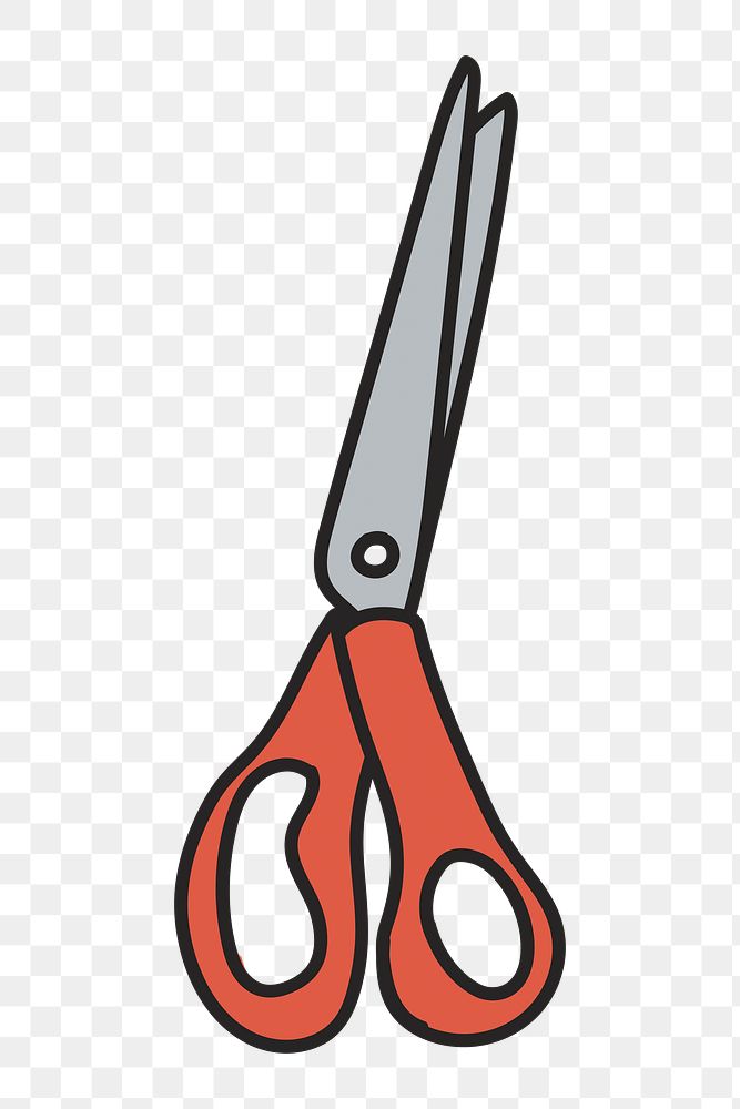 Scissors doodle png element, transparent background