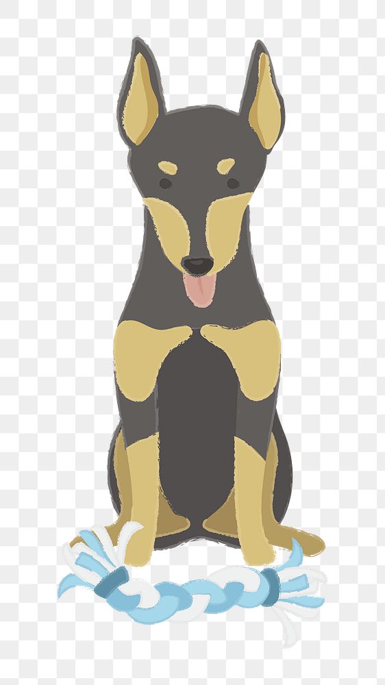 Png cute Doberman dog  sticker, transparent background