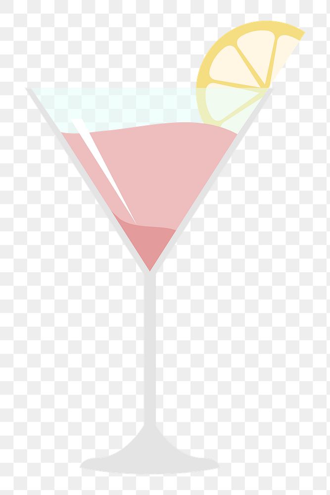  Png pink cocktail illustration sticker, transparent background