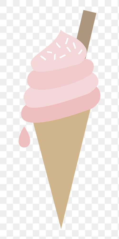  Png pink ice cream cone illustration sticker, transparent background