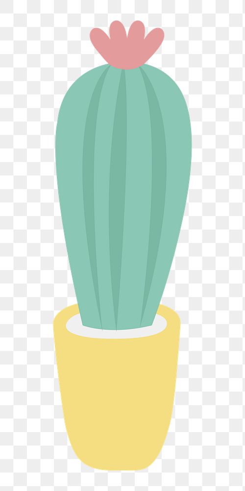  Png blooming cactus illustration sticker, transparent background