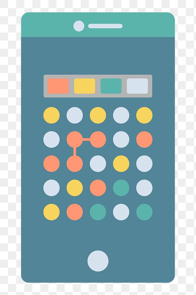 Png Dot game graphic on mobile phone element, transparent background