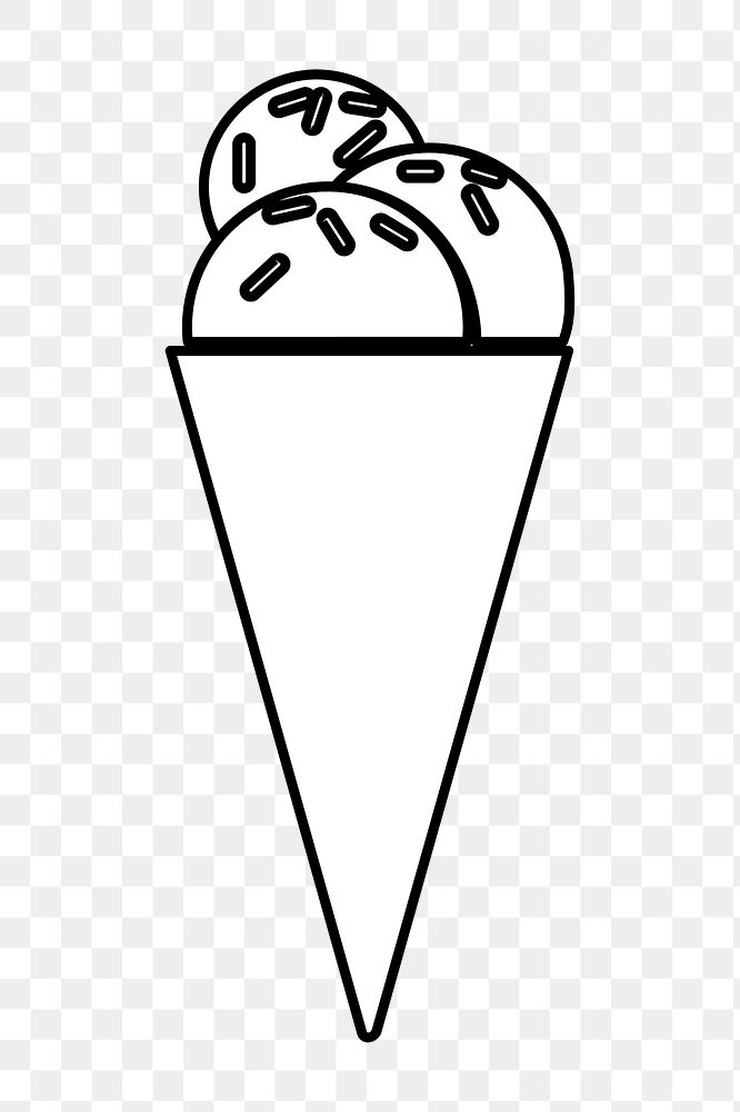 Png simple ice cream cone illustration, transparent background