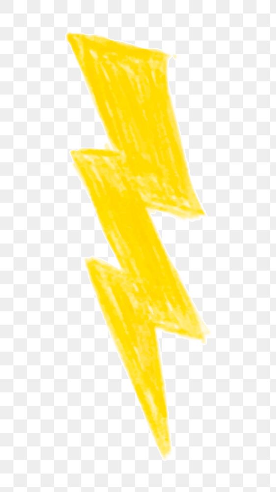 Png yellow lightning bolt  sticker, transparent background