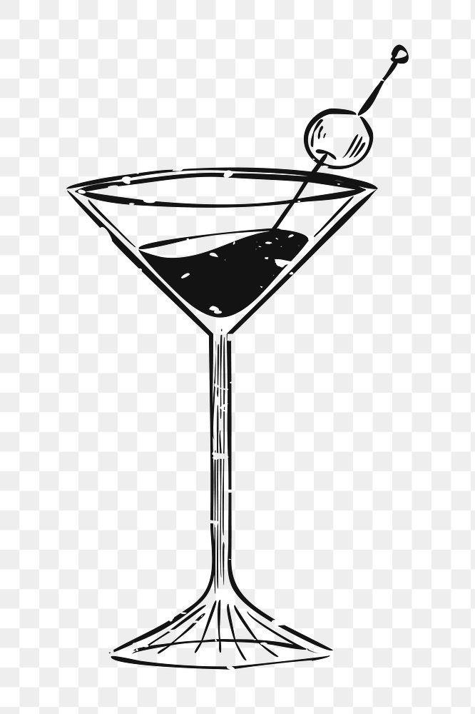 Png vintage cocktail drink illustration, transparent background