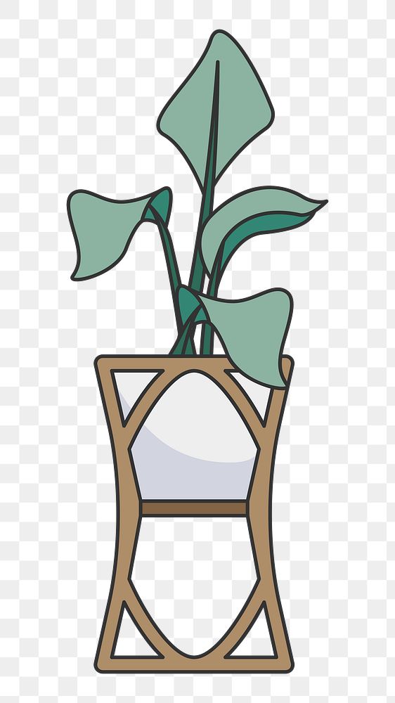 PNG a plant in a vase illustration sticker, transparent background