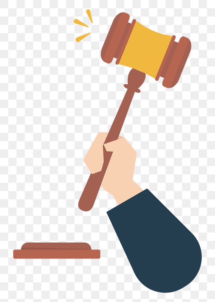 Png law hammer icon, transparent background