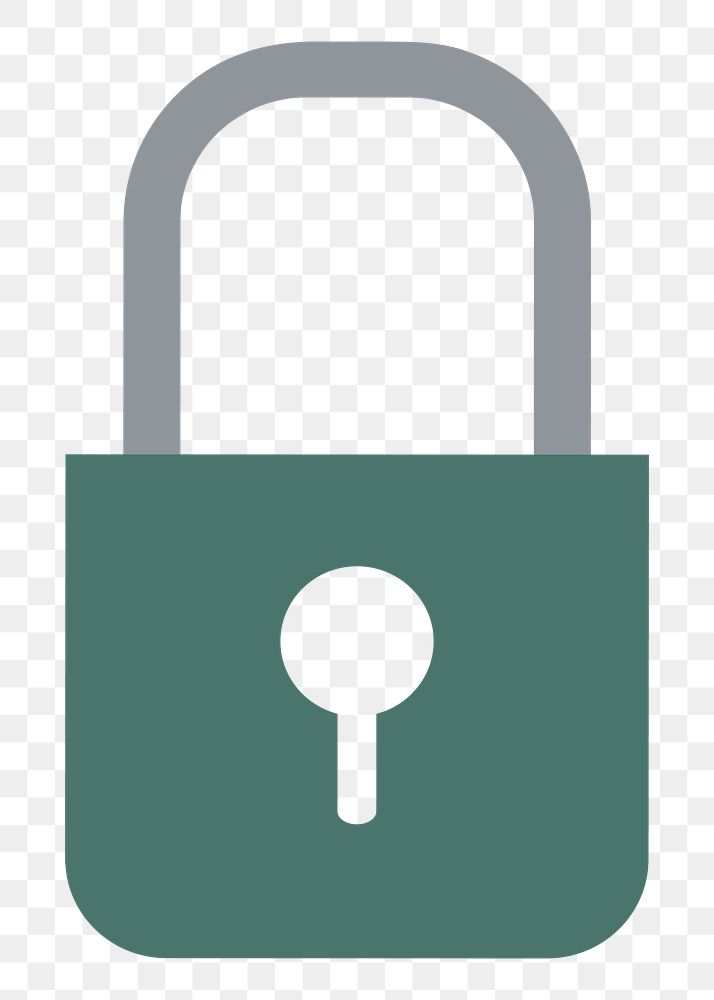PNG Dark green color lock icon illustration sticker, transparent background