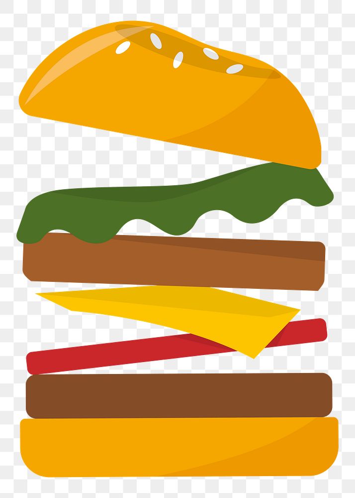  Png hamburger parts flat sticker, transparent background