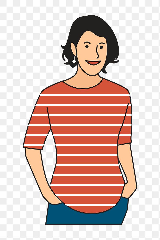 Png red shirt woman illustration, transparent background