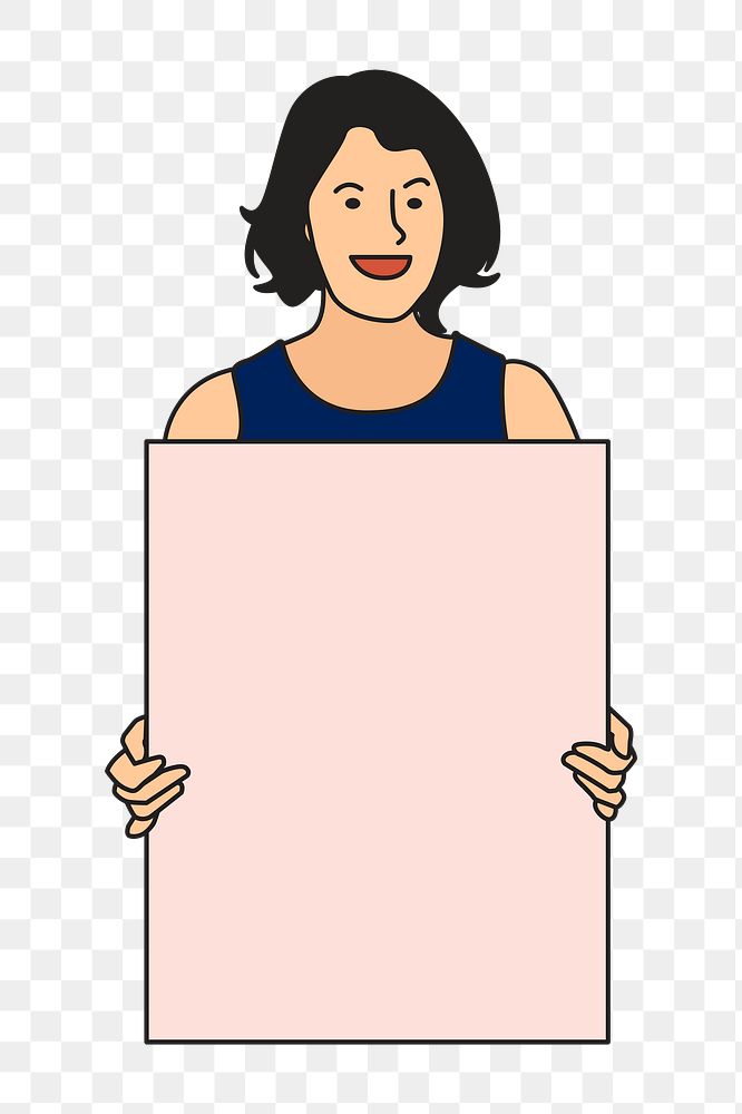 Png  woman holding blank paper illustration, transparent background
