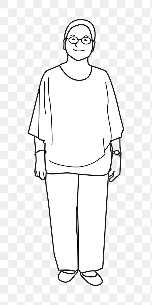 Png mature woman standing illustration, transparent background